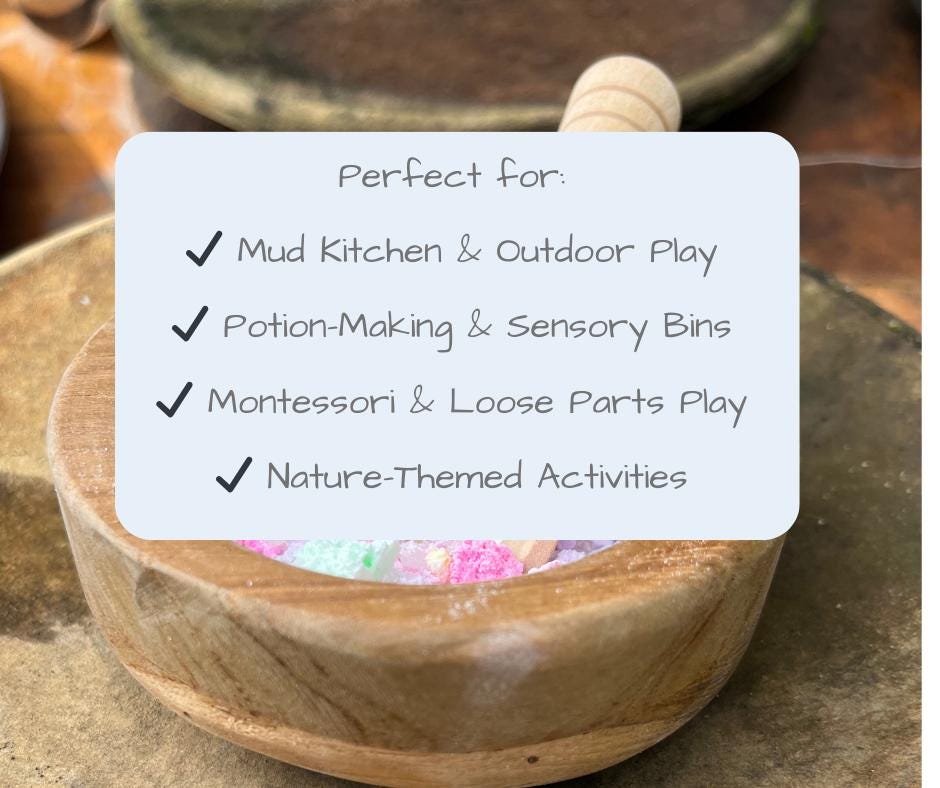 Handcrafted Teak Bowls & Muddlers: Montessori Sensory Toy Mud Kitchen Kids Potion Play
