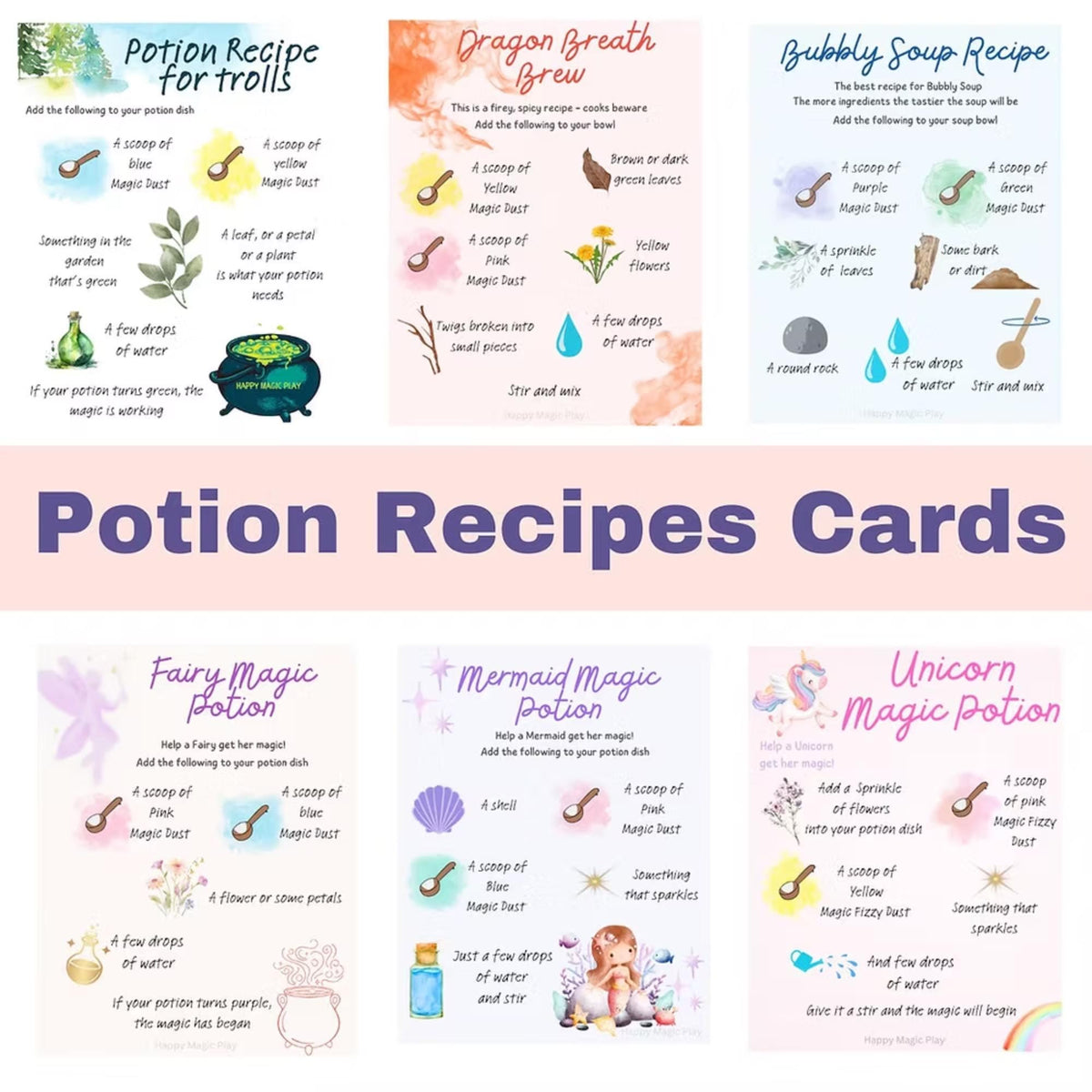 Potion Cards Kids Activity: Fizzy Sensory Play, Educational Montessori Gift