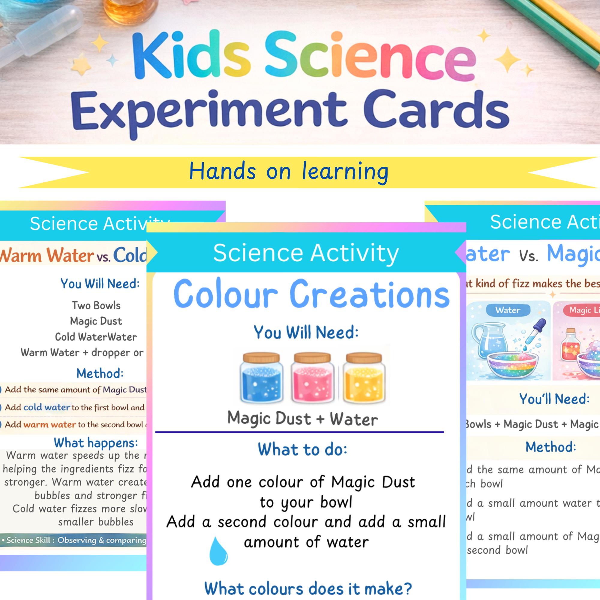 Science Potion Activity Cards Kids: Fizzy Sensory Play, Educational Montessori Gift